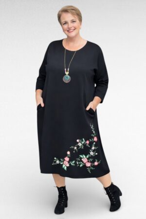 KL.789 - Must lilletikanditega taskutega kleit "Silvi"