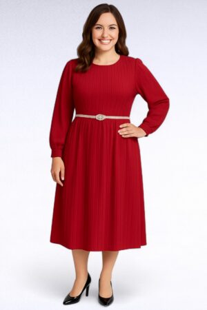 KL.215 - Veinipunane triibulise koemustriga kleit "Rosaly"