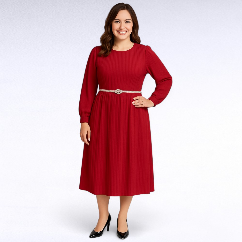 KL.215 - Veinipunane triibulise koemustriga kleit "Rosaly"