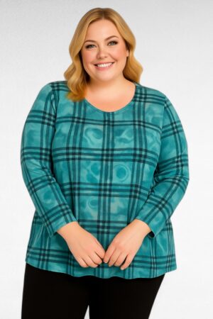 PL.599 - Pehme soe ruudu-ja lillemustriga sügisene pluus "Doora"