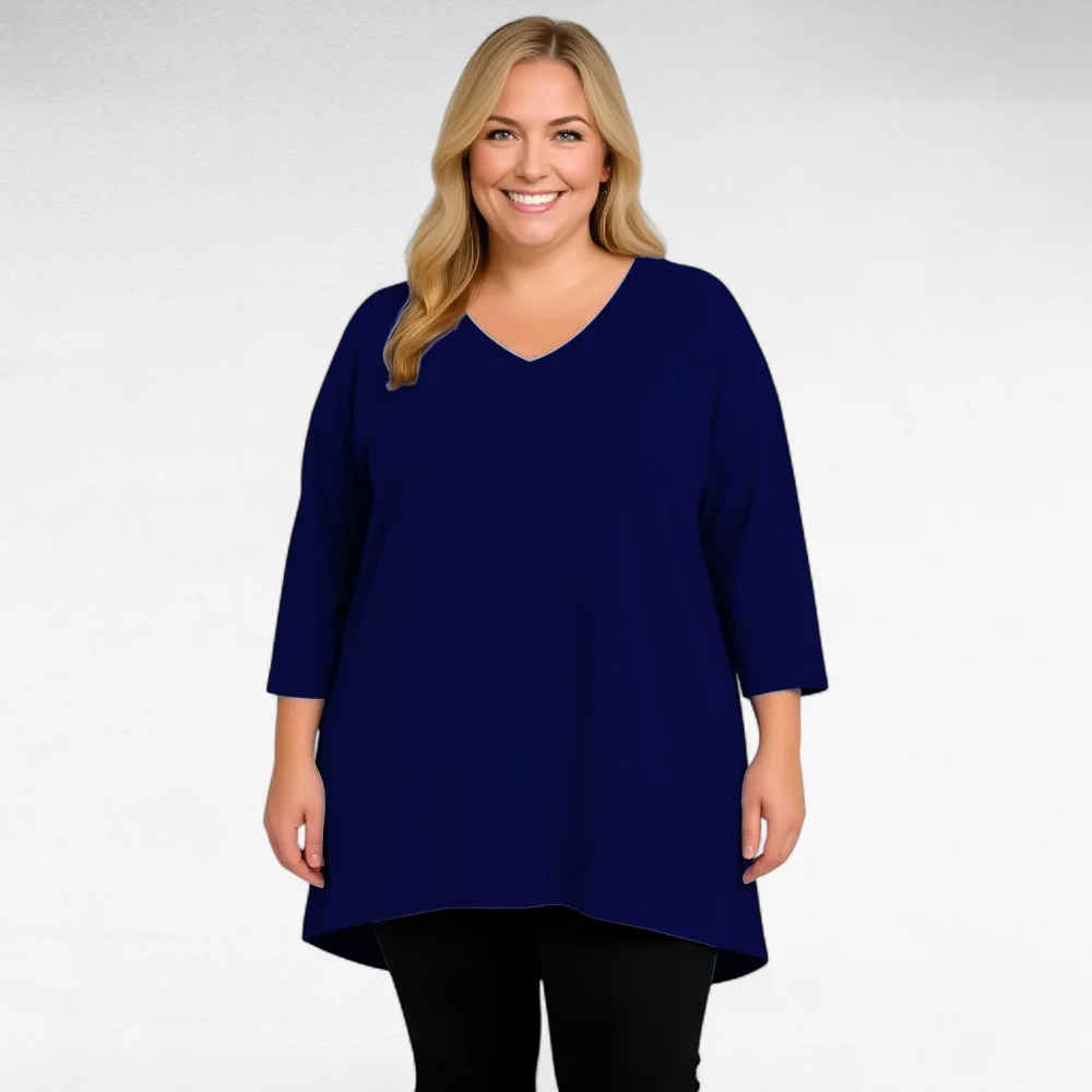 TU.602 - Naiselik sirge lõikega puuvillane V-kaelusega tuunika "Betti Fashion"