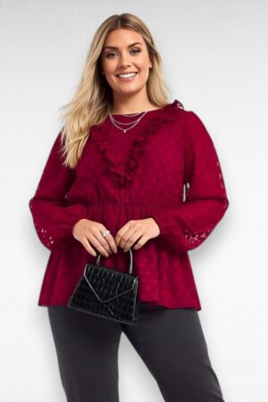 Veinipunane pidulik pluss suurus peplumpluus "Simply Be" (PL.096)