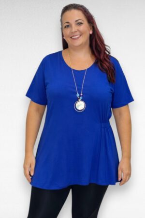 Puuvillane asümmeetrilise lõikega pikem pluus (TU.072)