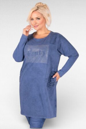 KL.426 - Soe ja mugav sinine taskutega dresskleit/tuunika "Fenty"