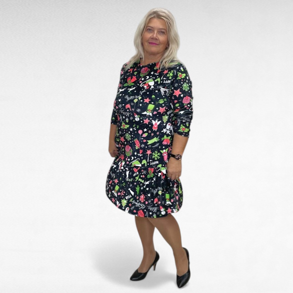 TU.149 - Armas jõulumustriga veluursametist kleit "Kairit"