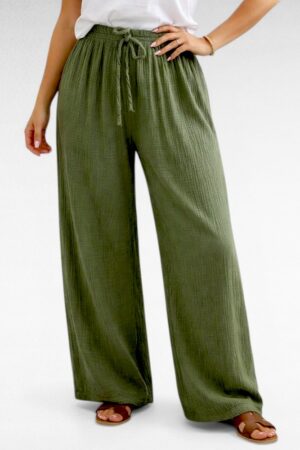Puuvillasest musliinkangast alt laienevad naiste suvepüksid (PY.199)