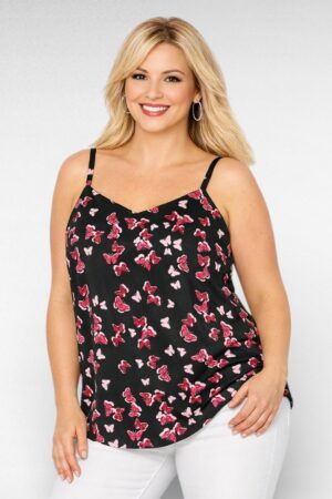 PL.079 - Punasekirju liblikamustriga top "Yours"