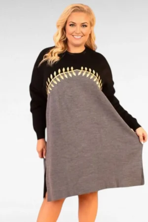 KL.733 - Kuldse lehemustriga soe kampsunkleit "Miss Bonni"