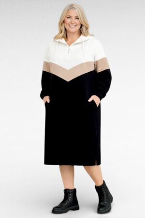 KL.882 - Puuvillane taskute ja kapuutsiga dresskleit "Rue Paris"