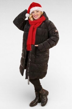 JO.060 - Must kapuutsiga pikem sügistalvine poolmantel "Zentex"