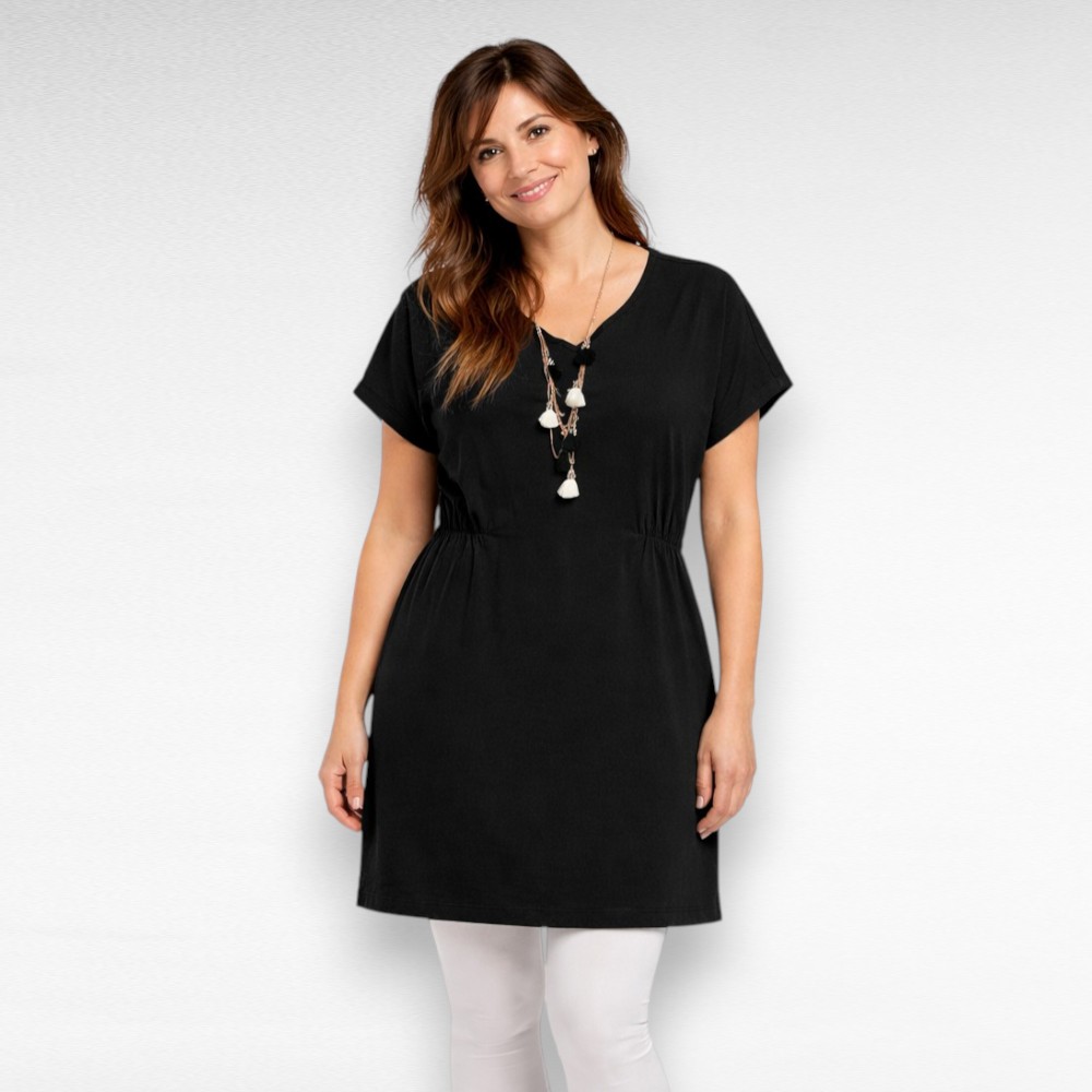 Must lühem puuvillane suvekleit "Ellos" (KL.182)