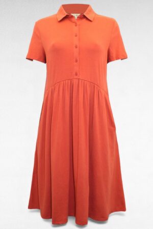 KL.141 - Oranž puuvillane taskutega kleit Inglismaalt firmalt "Seasalt"