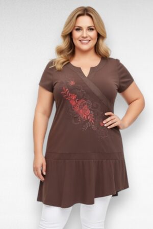 Pruun lilletikanditega satsiga tuunika "Taillissime" (TU.058)