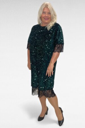 KL.301 - Luksuslik sätendav pitsiga kaunistatud kleit Itaaliast