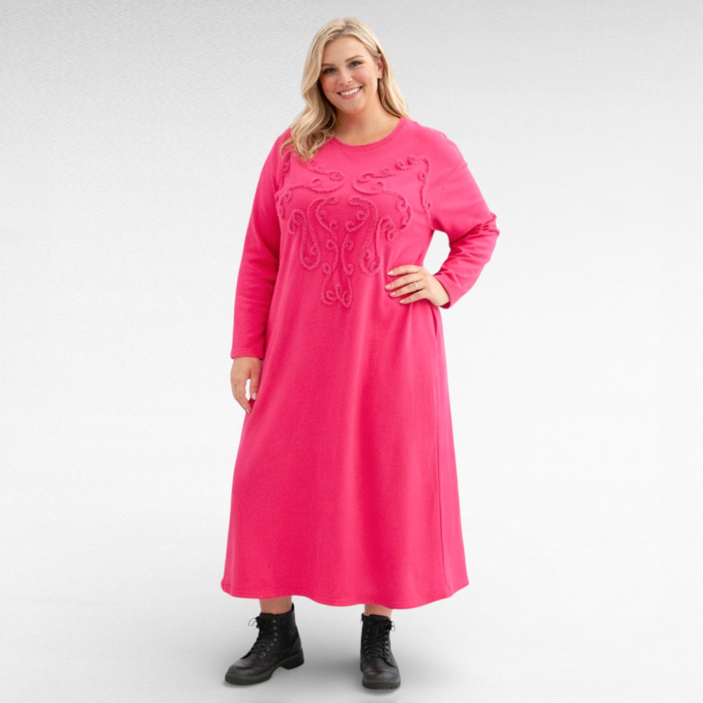 KL.921 - Pikk stiilne tikanditega ehitud taskutega dresskleit Itaaliast