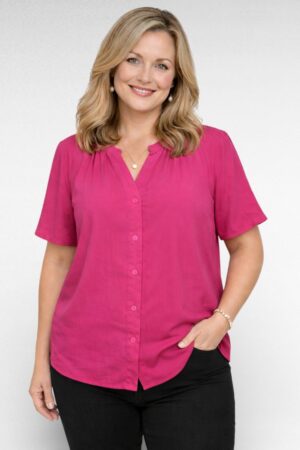 PL.359 - Erkroosa kortsuriidest eest nööpidega pluus "Cellbes"