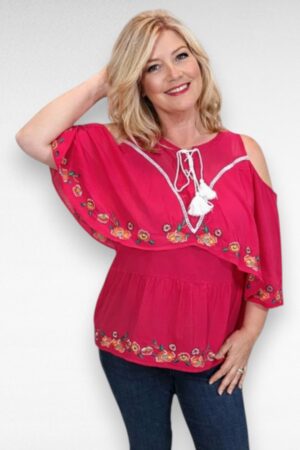 Tumeroosa tikanditega naiste pluus "Simply Be" (PL.049)