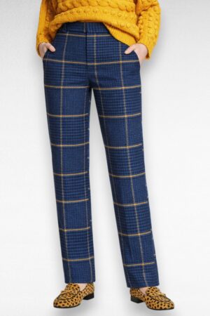 PY.030 - Kollase-ja siniseseruudulised soliidsed vabaajapüksid "Marks and Spencer"-pikemale kasvule