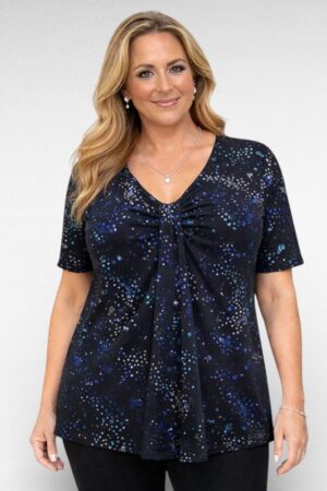 PL.117 - Tumesinine pidulik sätendav pluus "Karida"