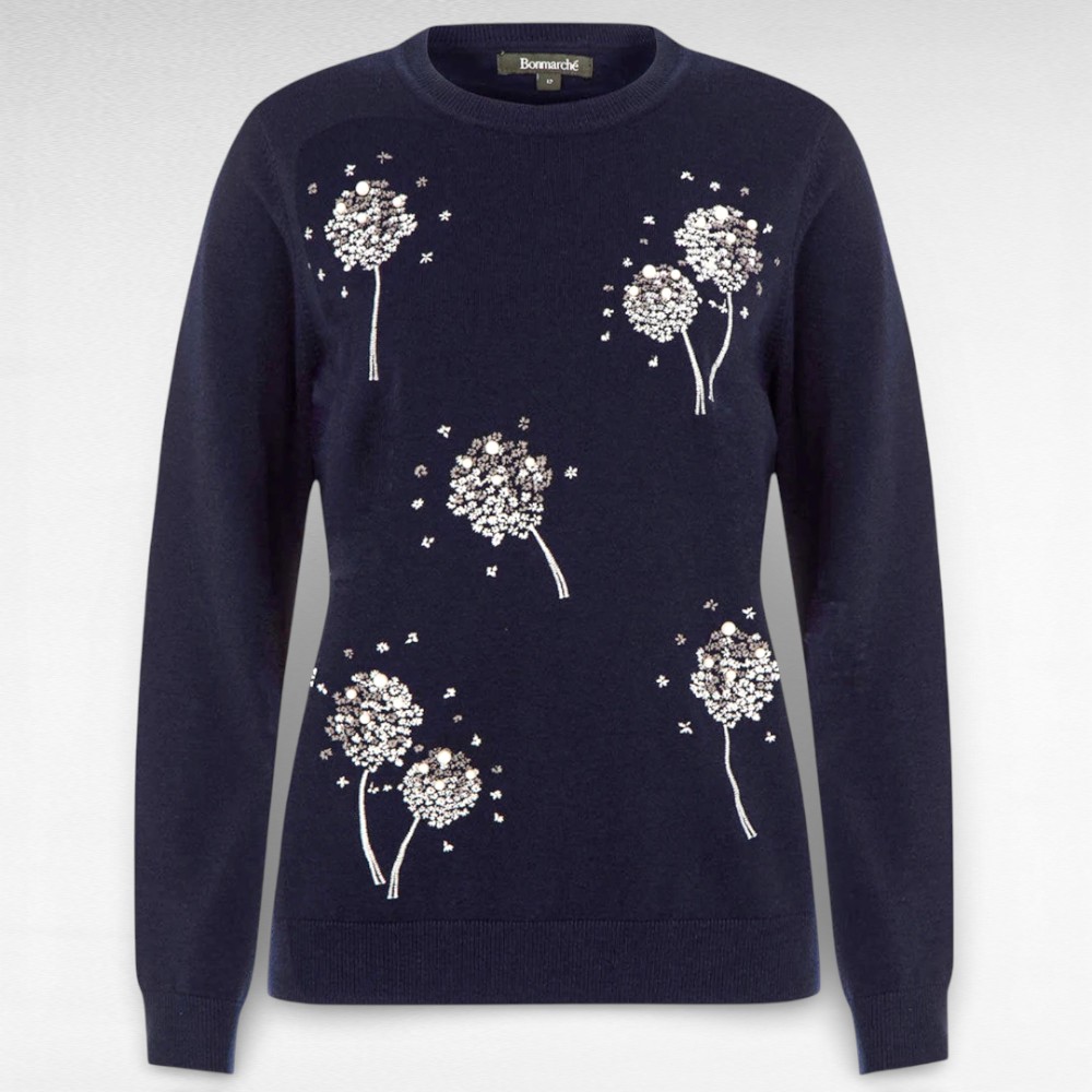 KU.078 - Tumesinine pärlitega sviiter "Bonmarche" - Image 3