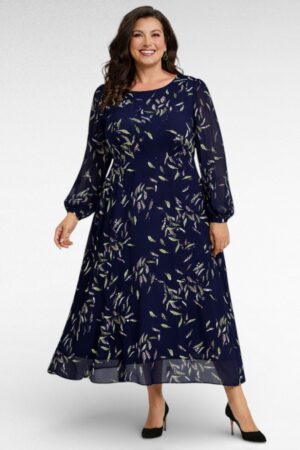 KL.031 - Tumesinine pidulik šifoonkangast pikk kleit "Kairely"