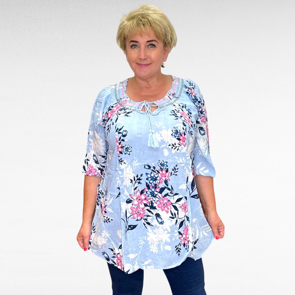 TU.241 - Helesinine roosakirju lillemustriga tuunika "Claire" - Image 2