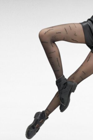 PY.045 - Silikoonvärvliga mustad kirjadega mustriga sukkpüksid "Marilyn"