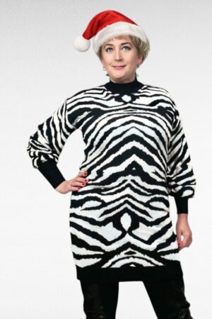 KU.048 - Musta- ja valgekirju sebramustriga pikk sviiter "Brave Soul"