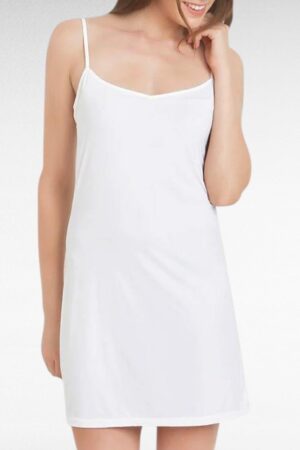 PE.033 - Valge siidjas reguleeritavate õlapaeltega aluskleit "Ellos"