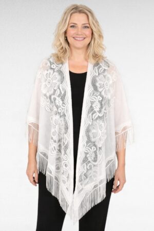 Suur valge kolmnurkne pitsiline õlasall