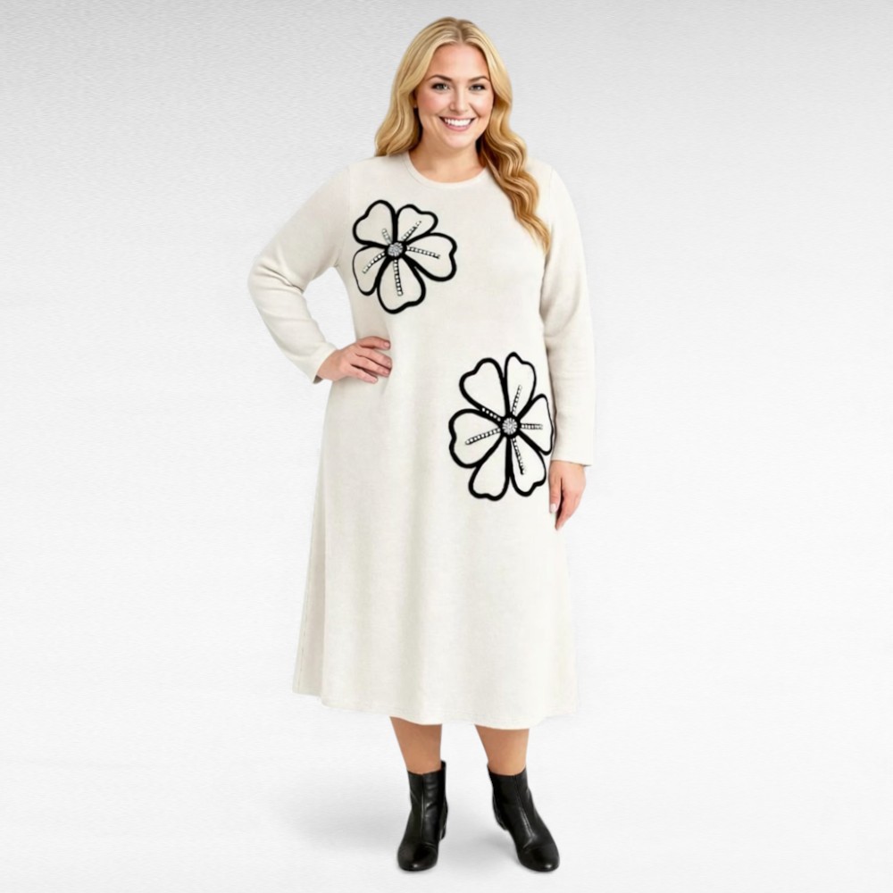 KL.127 - Stiilne efektse suure lillemustriga kootud kleit - Image 4