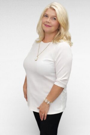 KU.050 - Triibulise koemustriga naiselik õhem valge sviiter "Yours"