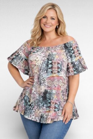 PL.026 - Roosakirju satsiline kortsuriidest suvepluus firmalt "Yours"