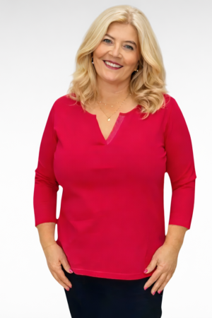 PL.200 - Punane V-kaelusega puuvillane pluus "BPC"