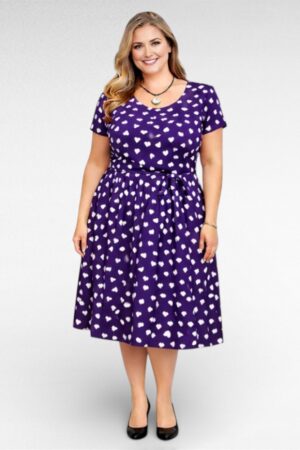 KL.309 - Lilla valge südamemustriga suvekleit "Scarlett and Jo"