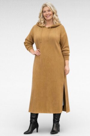 KL.377 - Stiilne pikk kapuutsiga villasegune kootud hõlst/kleit