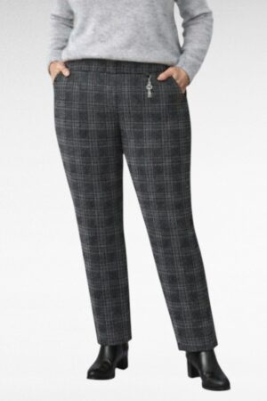 PY.058 - Sooja voodriga halliruudulise mustriga talvised vabaajapüksid "FYV"