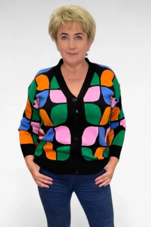 KU.065 - Värvikirev eest nööpidega kardigan "Signe"