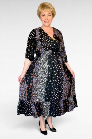 Kirju lillemustriga hõlmiklõikega kleit "Yours"  (KL.594)