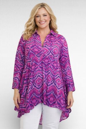 TU.156 - Fuksiaroosa voogavast kangast tuunika "Roamans"