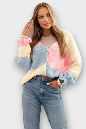 KU.069 - Pastelsetes toonides eest nööpidega pehme kardigan "Maarja"