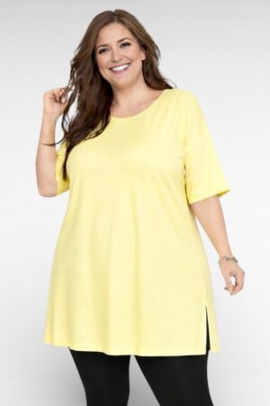 PL.343 - Kollane pikk T-särk/pluus "Yours"-sobib hästi ka öösärgiks