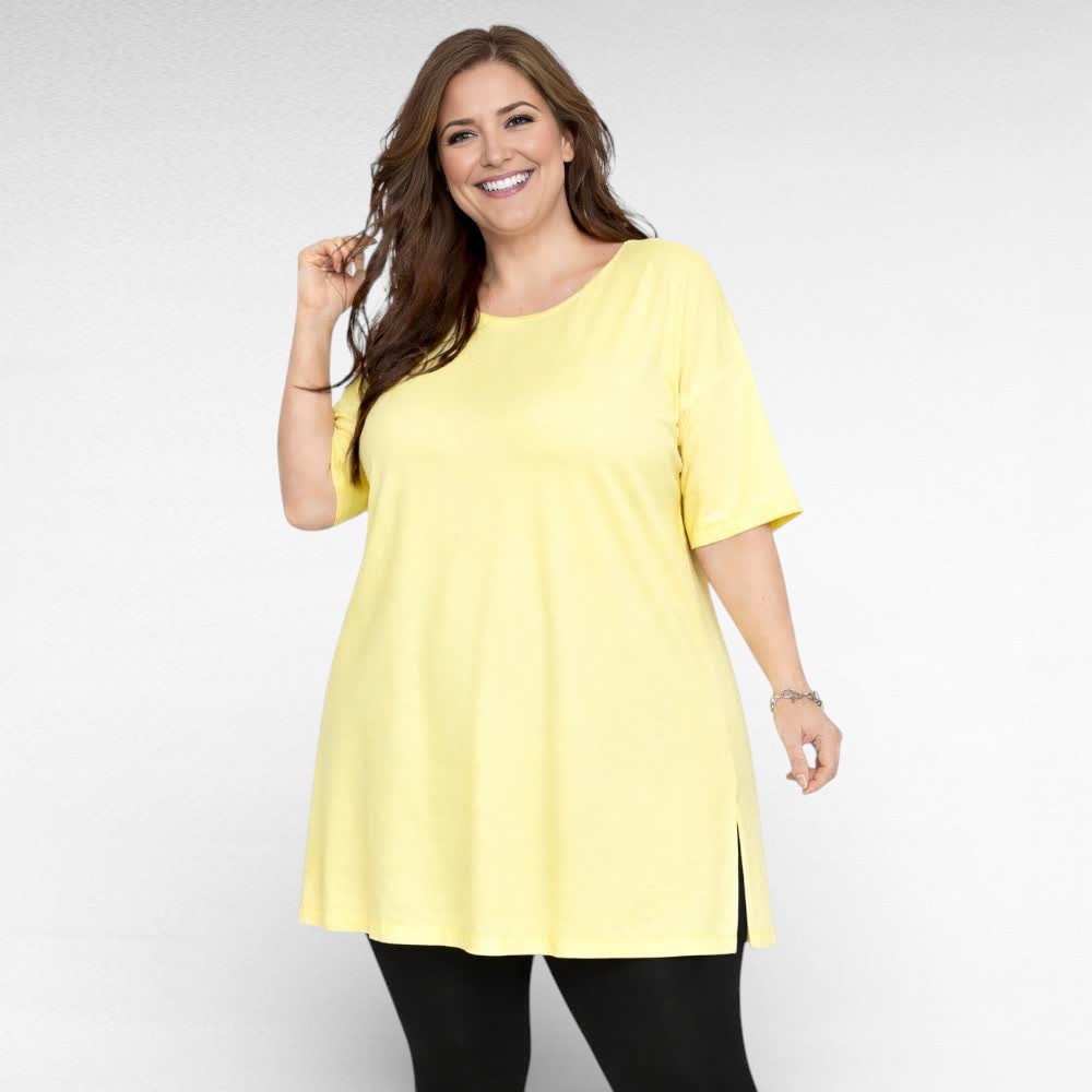 PL.343 - Kollane pikk T-särk/pluus "Yours"-sobib hästi ka öösärgiks