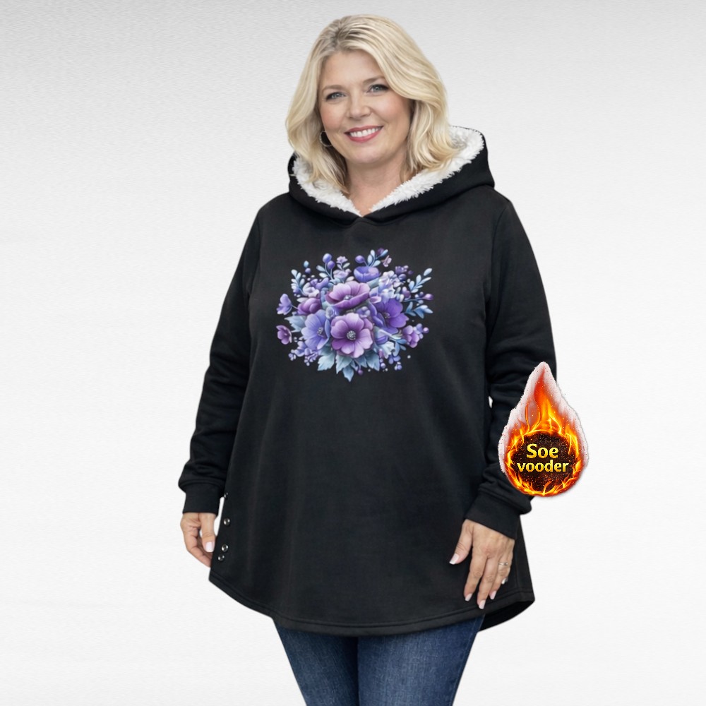 SP.009 - Must lilla lillemustriga sooja voodriga kapuutsiga pusa