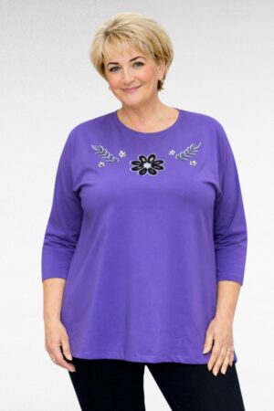 PL.482 - Puuvillane rinna pealt lillemustriga pluus "Katriin"