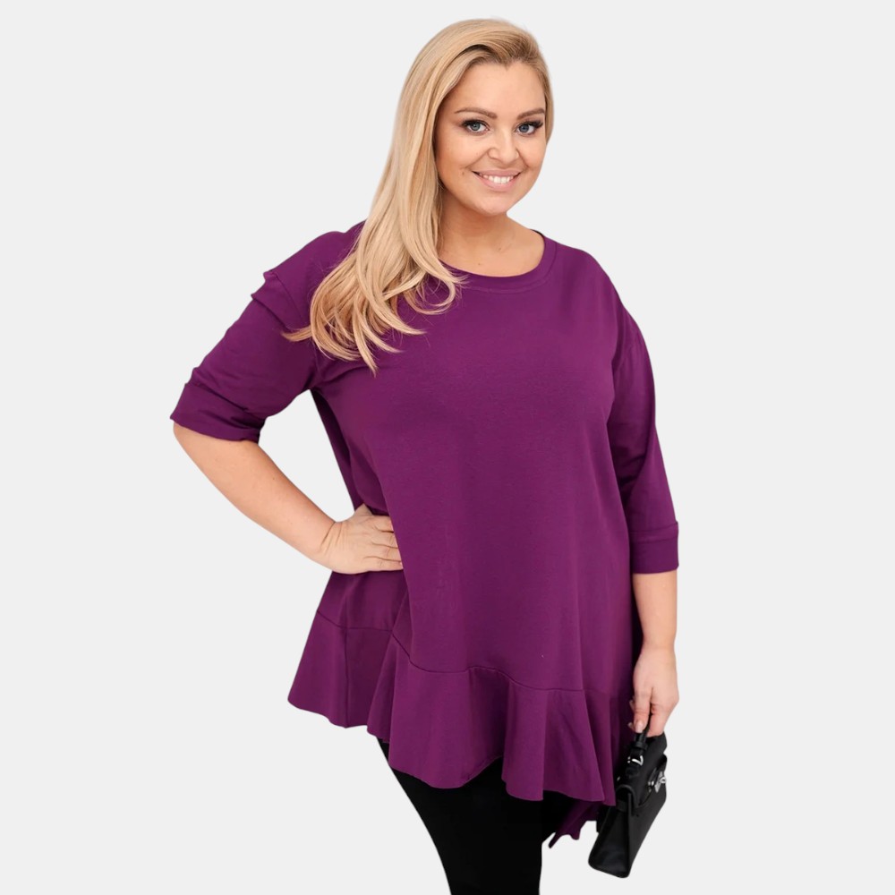 See kaunis pluus on loodud naisele, kes soovib end tunda vabalt, enesekindlalt ja naiselikult igas olukorras. Pehme ja kergelt veniv puuvill hellitab nahka ning