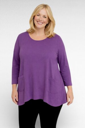 PL.080 - Lilla taskutega puuvillane pluus/tuunika "BPC"