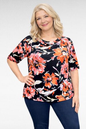 PL.281 - Oranžikirju mustriga pehme naiste pluus