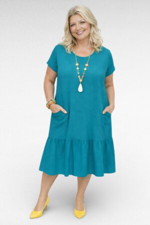 KL.693 - Mereroheline taskutega alt satsiga suvekleit "Sofi"