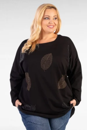 PL.480 - Puuvillane pikkade varrukatega sätendava lehemustriga pluus "Womanary"